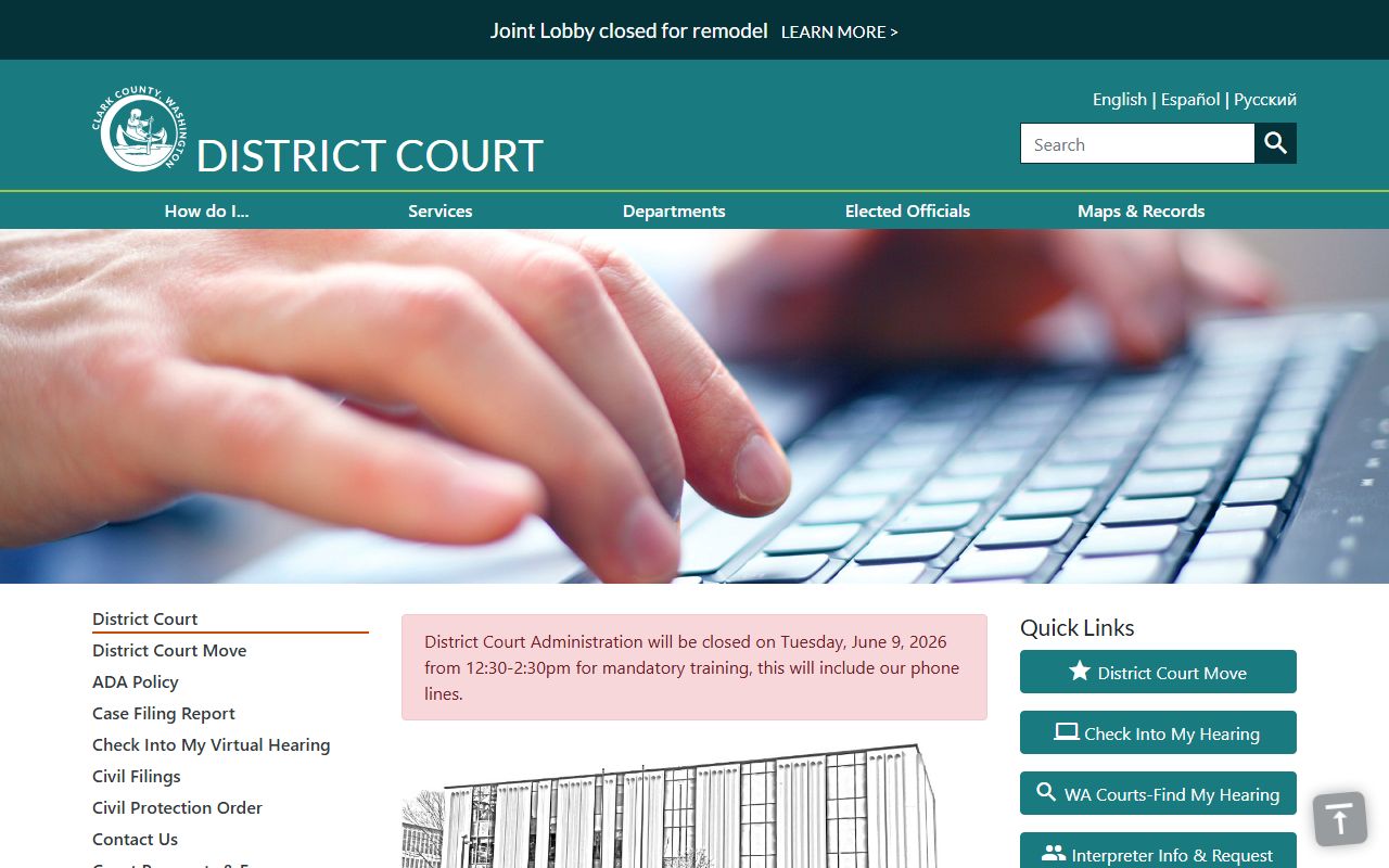 Clark County traffic court records District Court official page