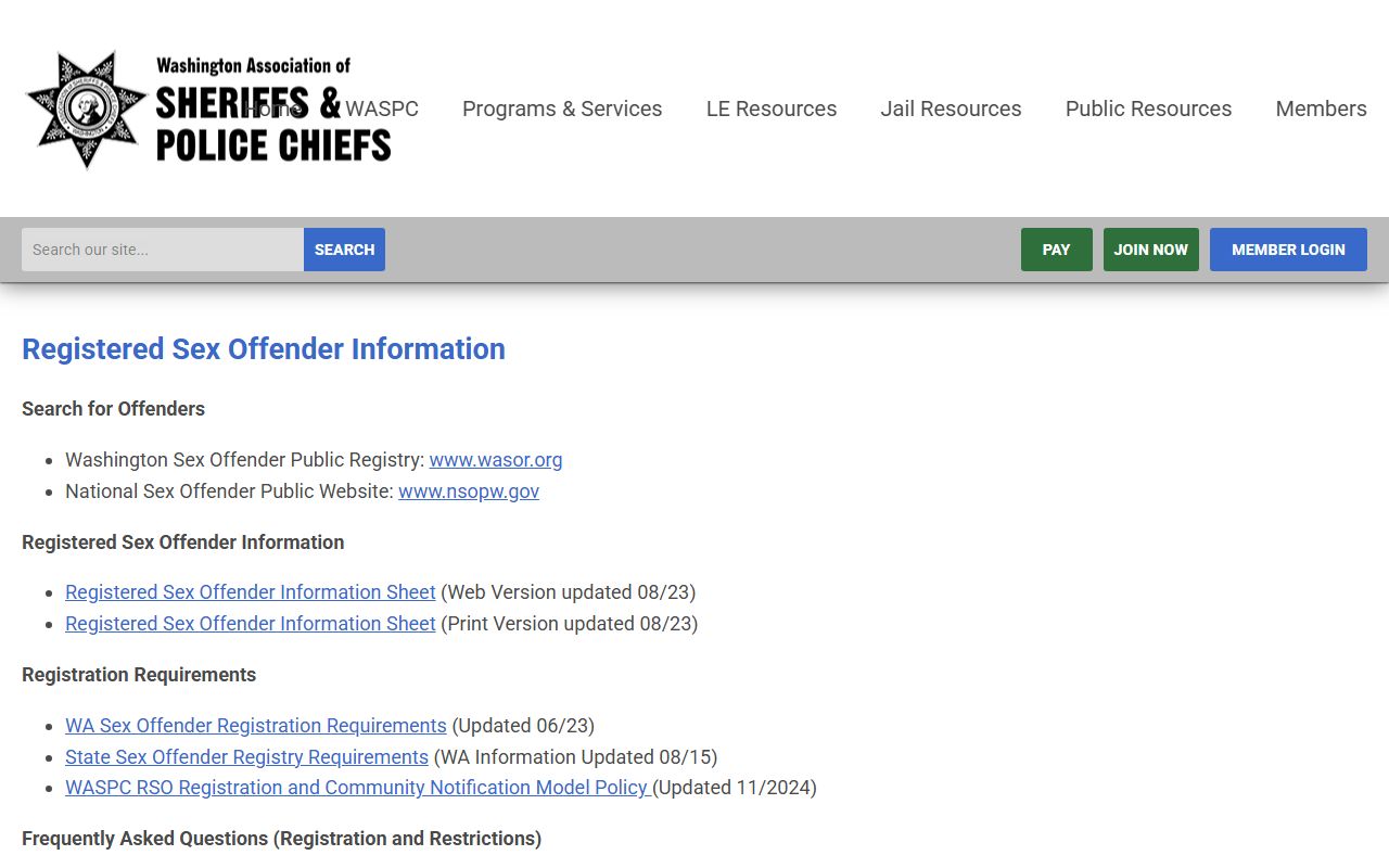 Clark County released inmates Washington sex offender registry WASPC information