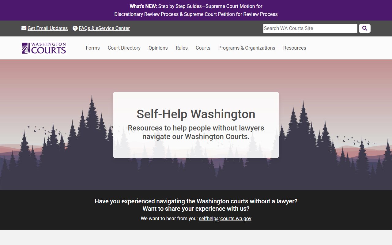 Clark County court records on the Washington Courts self-help portal